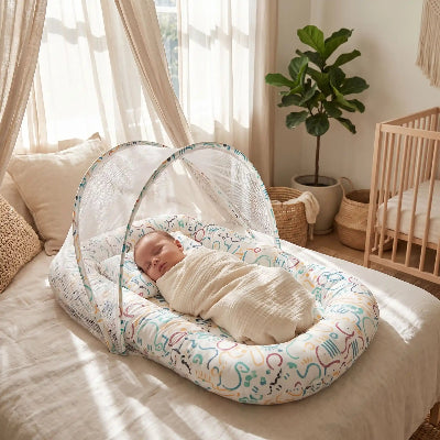 bebe coucher dans lit toile pour bebe pliable