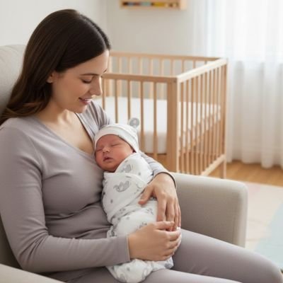 bebe couvert avec couverture emmaillotage dans bras de maman