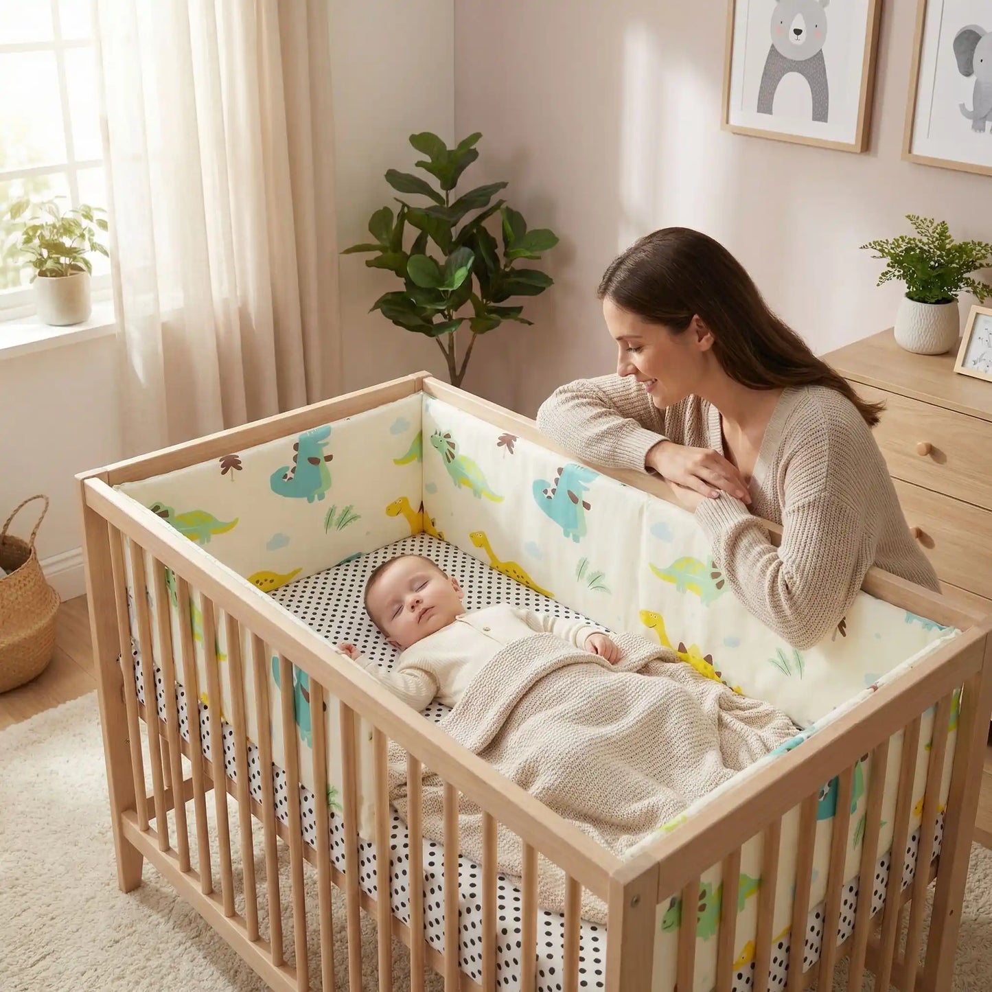 bebe dort dans lit protege par tour de lit bebe