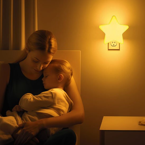 bebe maman reposant sous veilleuse bebe