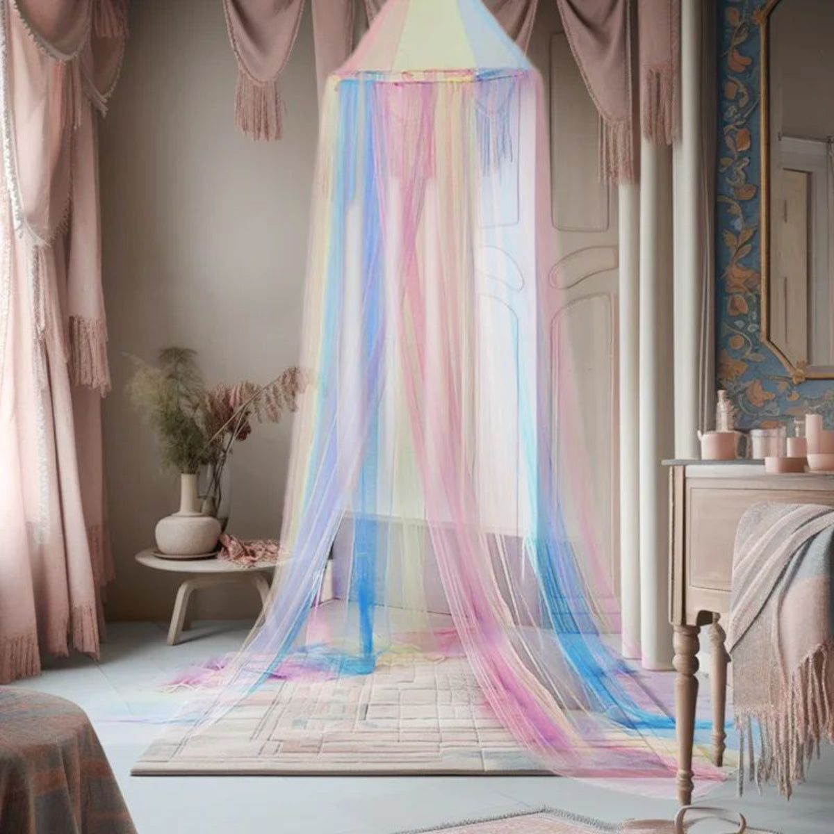 chambre decore avec ciel de lit pour bebe