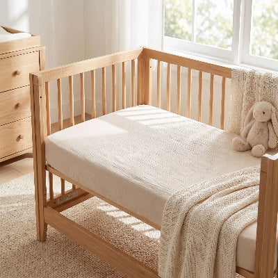 Drap housse bébé beige