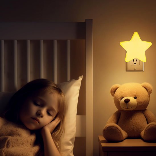 fille dormant veilleuse bebe allume