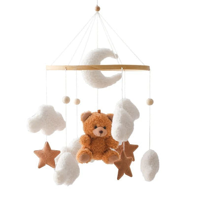 mobile lit bébé marron blanc