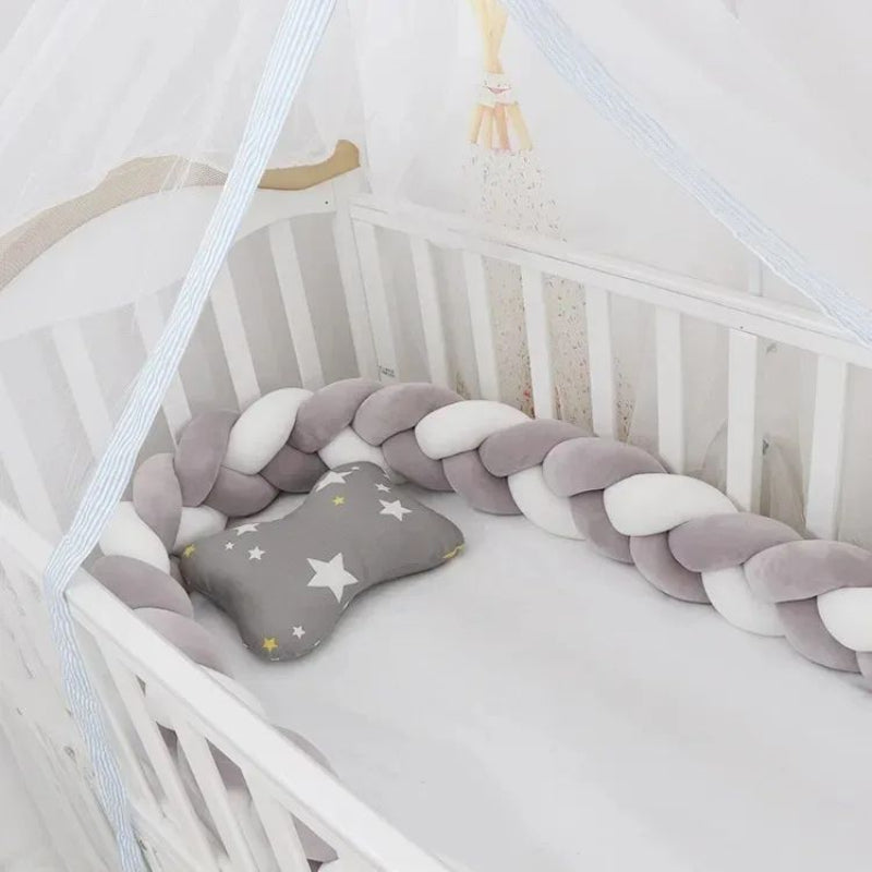 tresse de lit bebe grise et blanche