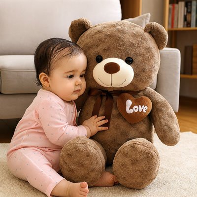 Bébé caline ours en peluche