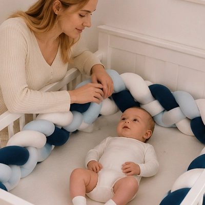Bébé couché et protéger par tresse de lit bébé