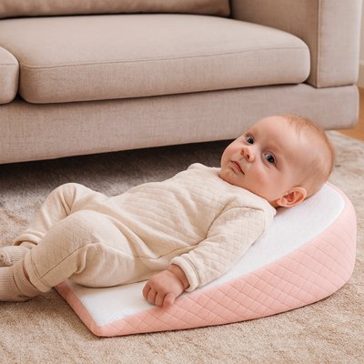 Bébé couché sur oreiller de pente pour bébé