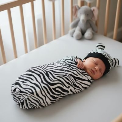 bebe couvert avec sa couverture d emmaillotage 