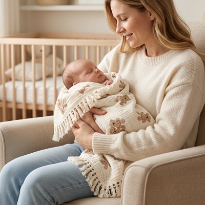 Bébé dans couverture bébé dans bras de maman