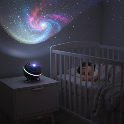 bébé dormant au côté de son projecteur enfant 