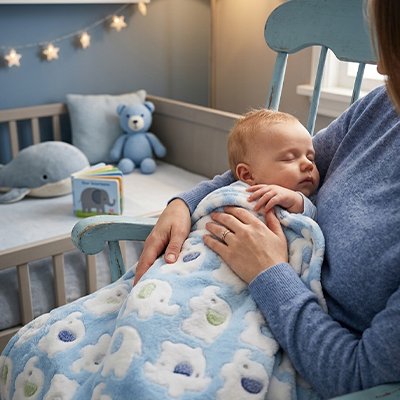 Bébé dort couvert avec couverture bébé 