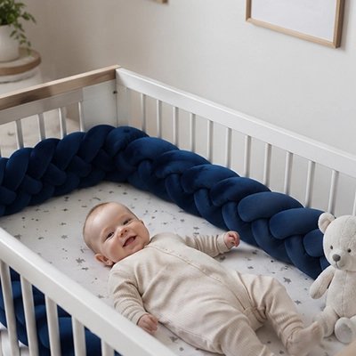 Bébé dort dans et protéger par tour de lit tresse