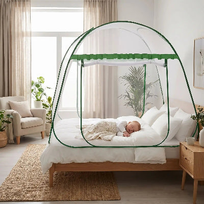 bebe dort dans moustiquaire bebe pliable vert