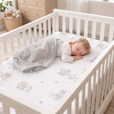 Bébé dort drap housse lit bébé dans berceau