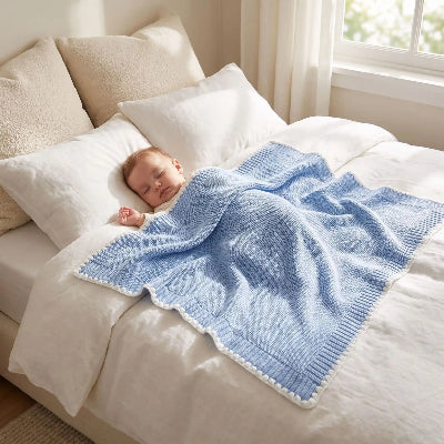 Bébé dort sur lit arents sous couverture respirante personnalisée