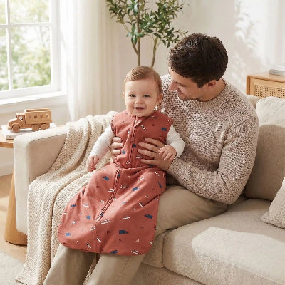 bebe en gigoteuse bebe heureux dans les bras de papa