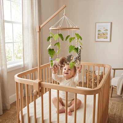 Bébé joue avec mobile pour bébé