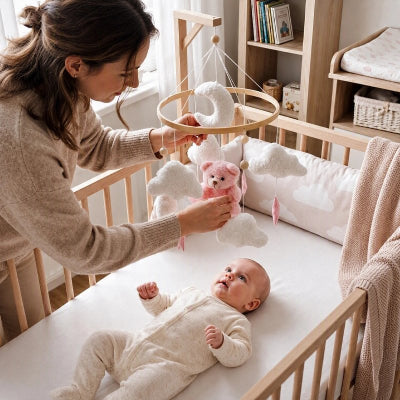 Bébé regarde le mobile bébé