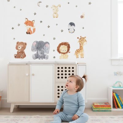 Bébé regarde stickers muraux