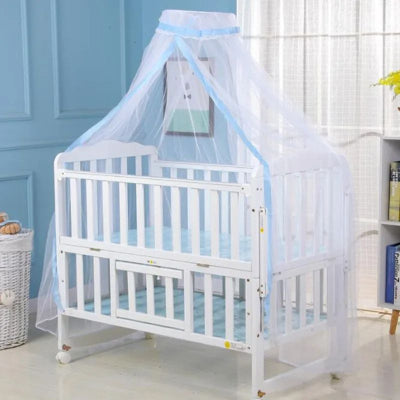 berceau ciel de lit bebe a bande bleu