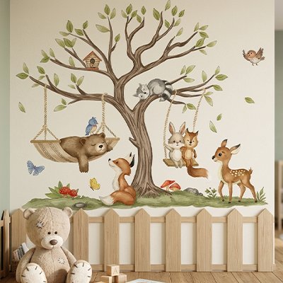 Chambre décorée avec stickers muraux chambre