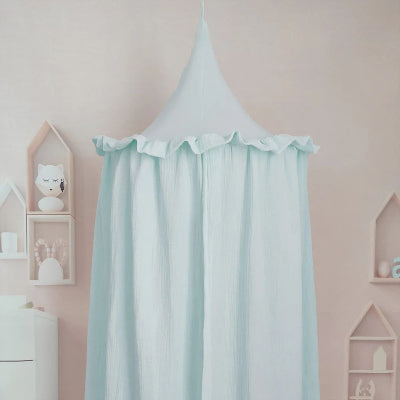 ciel de lit bebe avec support bleu ciel