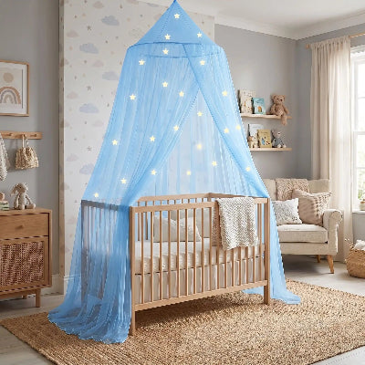 ciel de lit berceau bebe sur lit bois