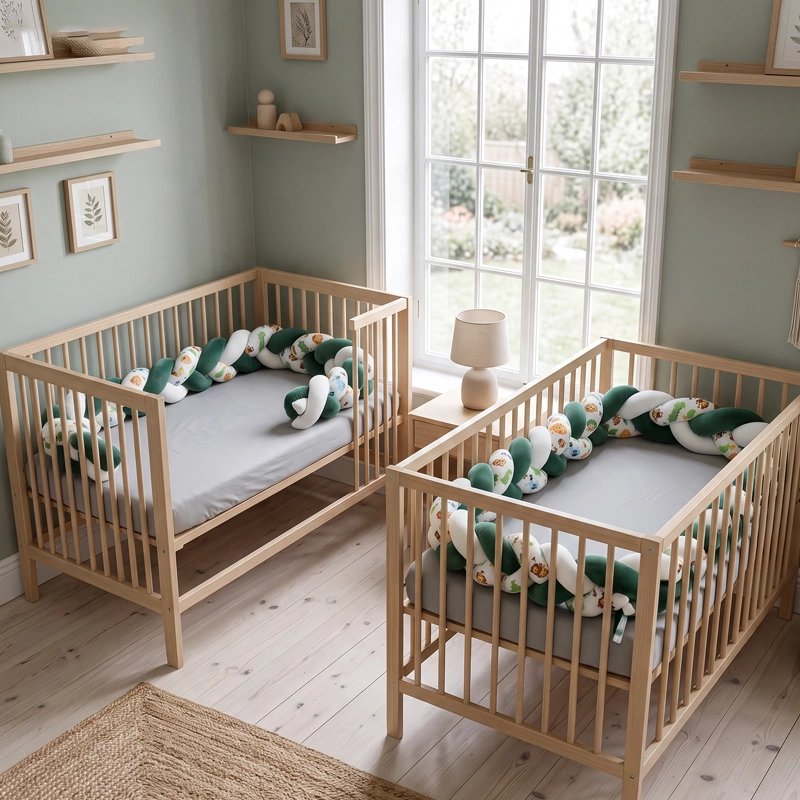 Deux lits de bébé avec tresse de lit bébé