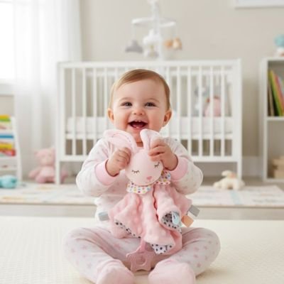 Doudou bebe dans la main bébé