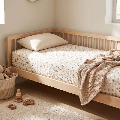 Lit-bébé bien dressé avec drap housse pour bébé