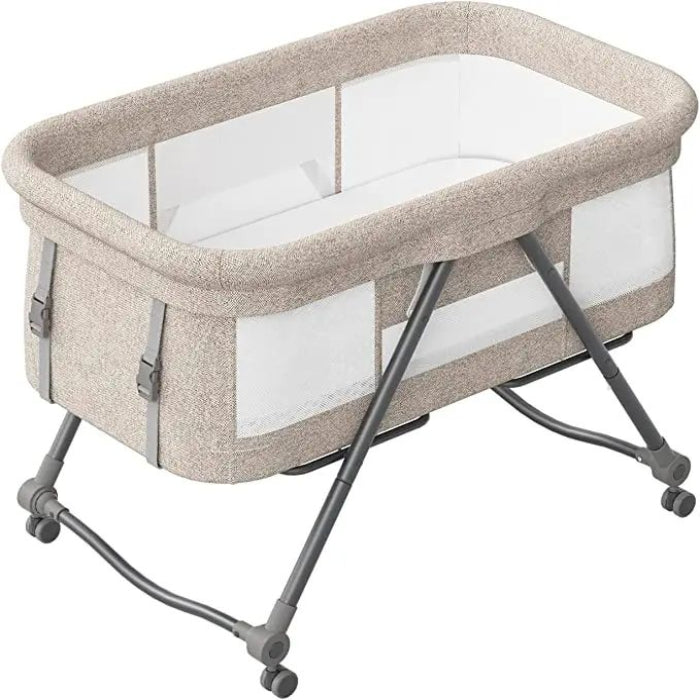 lit parapluie bebe beige ouvert