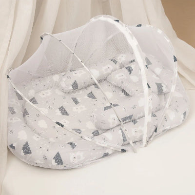 lit toile pour bebe pliable gris