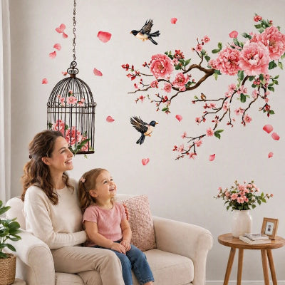 Maman fille regarent autocollants décoratifs muraux
