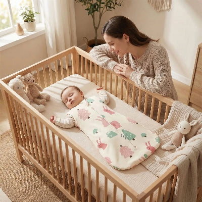 maman observe bebe dormant dans sa gigoteuse bebe