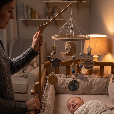 Maman regade bébé dans mobile bebe 