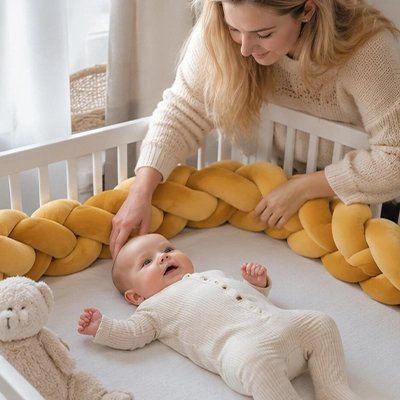 maman touche tour de lit tresse