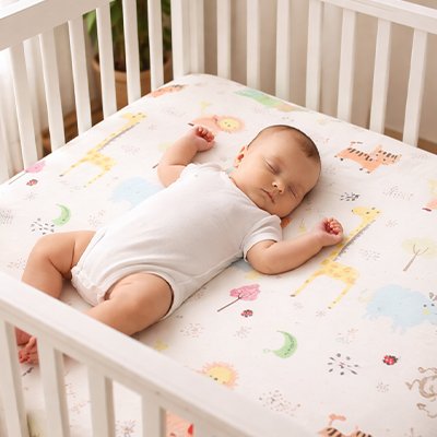 Matelas protégé par drap housse lit bebe 