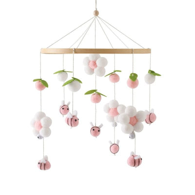 mobile bébé boule rose blanc