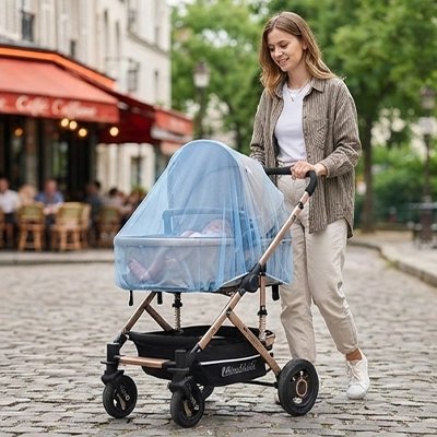 Moustiquaire poussette​ bleu