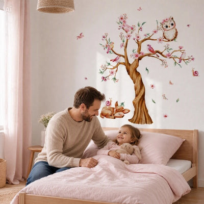 Papa et fille dans chambre à autocollants décoratifs muraux