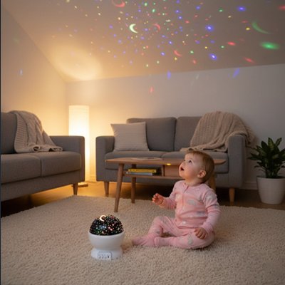 Projecteur enfant à côté de bébé