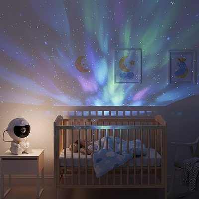 Veilleuse projection allumé dans la chambre